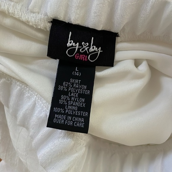 By & By Boho Lace Trim Country WesternLong Maxi Skirt Girl L 14 Ivory Off-White - Picture 5 of 6